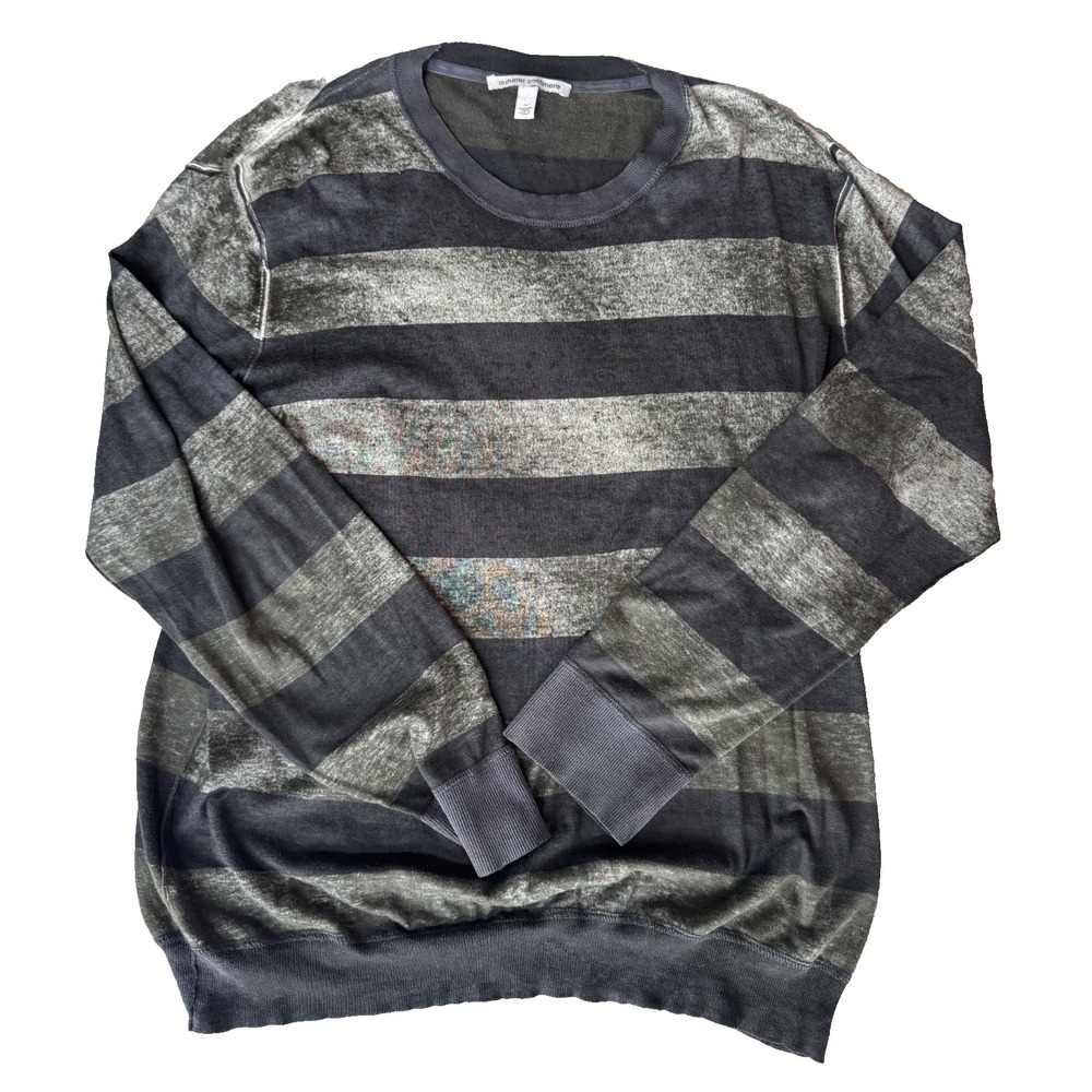 Autumn Cashmere‎ Men's Light Green Striped Cotton Cashmere Blend Sweater Sz XL